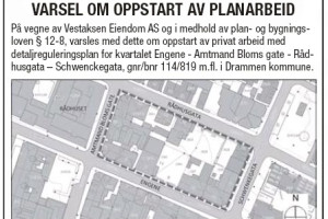 Reguleringsarbeidet for Bragernes kvartal er nå i gang